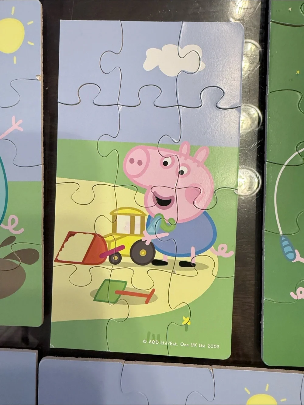 7- Peppa Pig Puzzle Set - Pink, Green, Blue Scenes numbered for easy making!